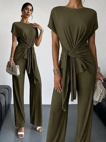 svecani kompleti za punije dame: Damski elegantni komplet – bluza i pantalone sa širokim nogavicama - — 6