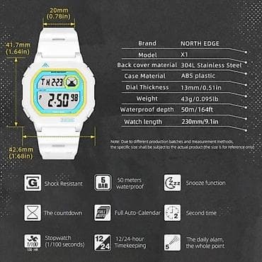 pametni sat y13: NORTH EDGE X1 - 42.6mm - Bela OPIS: Funkcije: Kalendar Alarm — 5