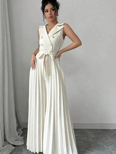 alme couture kompleti: Ženski elegantni kombinezon bez rukava sa plisiranim nogavicama.Dugi — 1