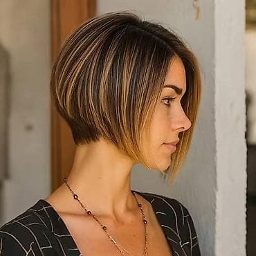 perike split: Kratka ženska perika – bob sa pramenovima - Stil: klasični bob do — 1