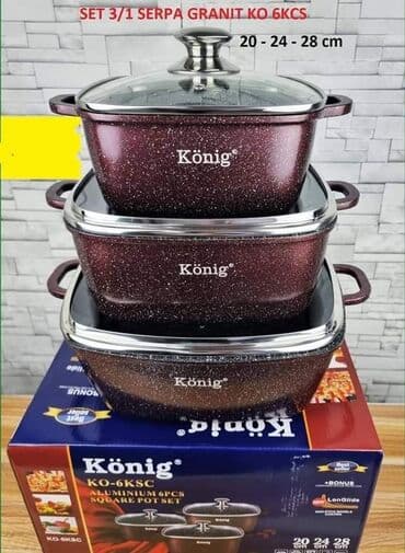 serpe od 30 litara: Set granitnih četvrtastih šerpi 20 24 28 cm 6KCS AKCIJA Cena 8500 — 1