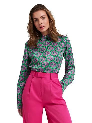 suknja za tenis: Ženska košulja sa dugim rukavima i printom - Model: klasična košulja — 1