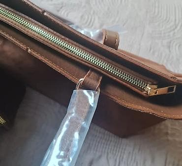 kassandre torbe: Nova tasna, braon boje, materijal slican veluru — 3