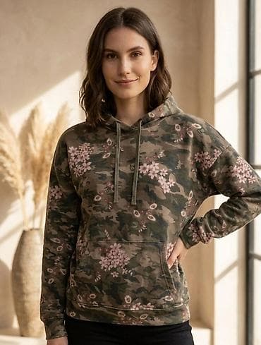 Personal Items: Ženska dukserica s kapuljačom – maskirni print sa cvetnim detaljima - — 1