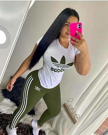 pull i bear: Ženski sportski komplet – majica + helanke - Stil: inspirisan — 1