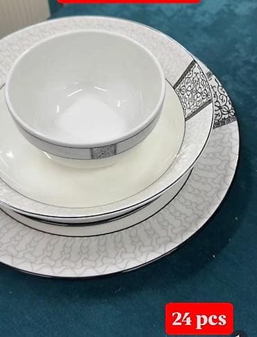 Set posuđa – 24 dela Elegantni komplet za serviranje u nijansama bele