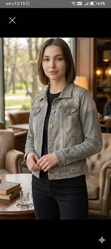 ca deca: Ženska teksas jakna sa nitnama - Model: klasična teksas jakna — 1