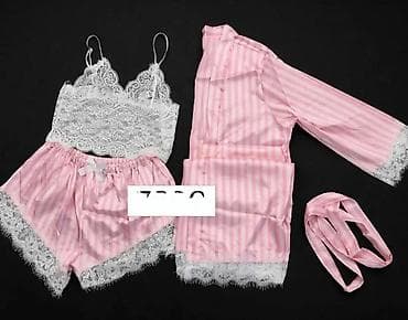 Ženski satenski komplet za spavanje – 4 dela - Set sadrži: čipkani