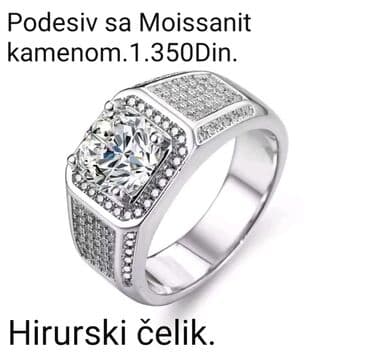 zensko prstenje od hirurškog celika: Muški prsten, Materijal: Hirurški čelik, Cirkon — 3