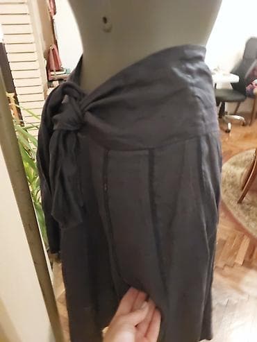 ps maturske haljine: SUKNJA P. S. FASHION Lanena teget letnja suknja, romantičnog kroja — 3