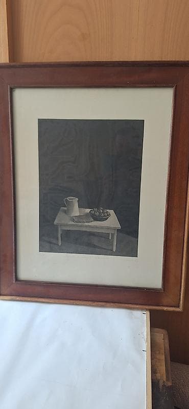 mali razanj za pilice: Grafika u okviru – potpisano C. Dimovski, 1977 - Tehnika: crno-bela — 5