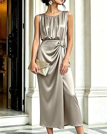 afrika baletanke: Elegantna midi haljina od satenskog materijala Nova kolekcija ✨️ — 8