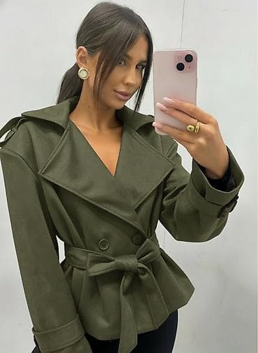 pojas za smoking: 💫Ženska kratka jakna/kaput sa pojasom i širokim reverima
✅3200 din — 4