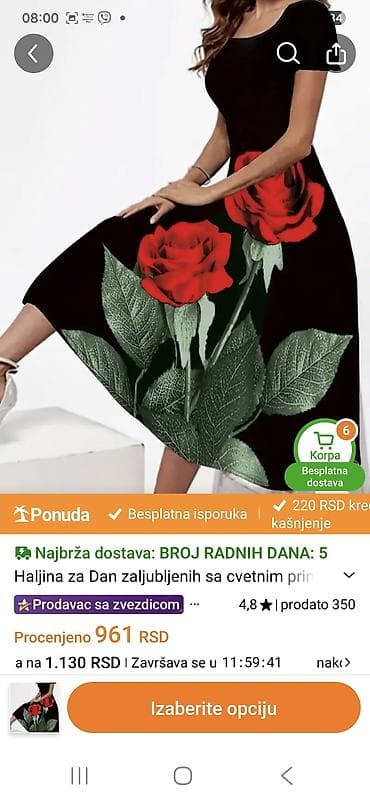 zenske trenerke adidas: Ženska duga haljina sa upečatljivim printom u plavo-belim tonovima — 4
