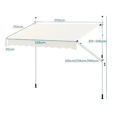 zastita od sunca za terase: Balkonska podesiva tenda krem 250 x 120 - 13000 din Boja: Krem — 2