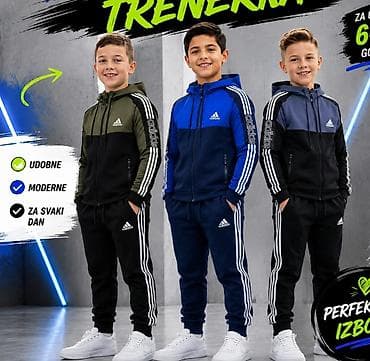 velicine za decu: Dečiji trenerki kompleti Adidas Mokra likra velicine plava 8 — 1