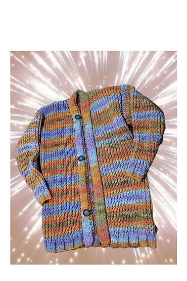 Nov ručno pleteni džemper na kopčanje vel XXL. Obim grudi 106 cm — 1