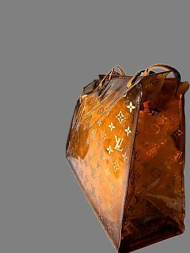 duboke tene: Prozirna braon torba sa monogram printom. Lui Wuiton - Materijal — 4