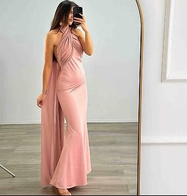 Elegantna duga haljina sa preklopljenim drapiranim gornjim delom i