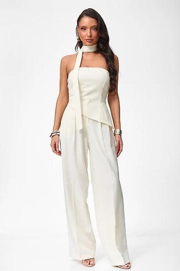 braon baletanke: 🔥Elegantni ženski kombinezon sa asimetričnim gornjim delom i širokim — 4