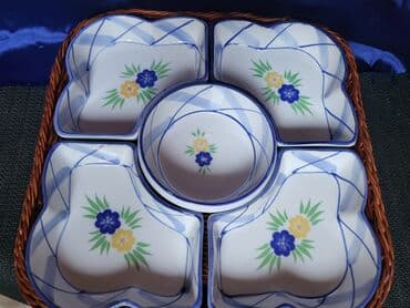 porcelanske solje za caj: Tanjir porcelanski vintaz,petodelni za serviranje,posluzenje. Tanjir — 3