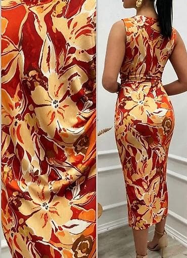 zara midi haljine: Haljina bez rukava,cvetni print. Midi dužina do pola listova,blago — 4