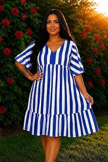 moda beograd haljine: 08. 💥Haljina za punije ✨Pruge koje nikad ne izlaze iz mode 💥2XL 3XL — 4