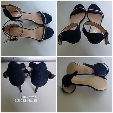 zlatne mindjuse novi sad: Sandale „Small Swan” - Materijal: kvalitetan eko velur - Boja: teget — 3