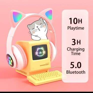 Bluetooth slušalice sa mačjim usima preko slušalica sa LED svetlom