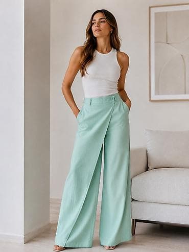 benetton pantalone zenske: Model pantalona sa asimetričnim preklopom i širokim nogavicima — 1