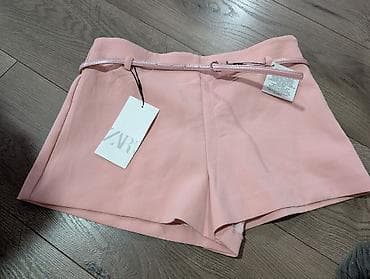kvalitetne farmerke: ZARA ženske šorts-suknja u puder roze boji. Elegantna A-silueta sa — 1