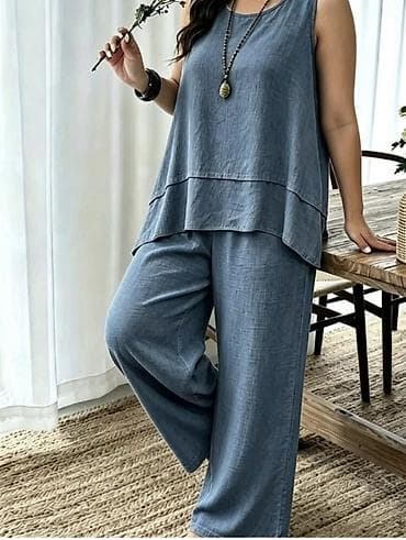 Kompleti: Komplet tunika siroka bez rukava i široke pantalone. - Model — 3