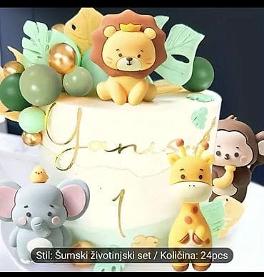 porcelanski set: NOVO Šumski životinjski set – ukrasi za tortu, 24 kom Komplet slatkih — 1