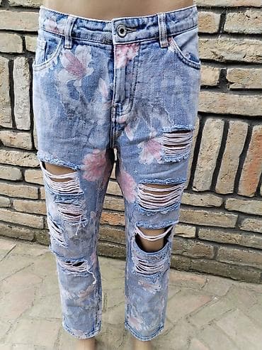 patike leopard print: Farmerke – veličina L - Model: svetloplave teksas farmerke sa — 2