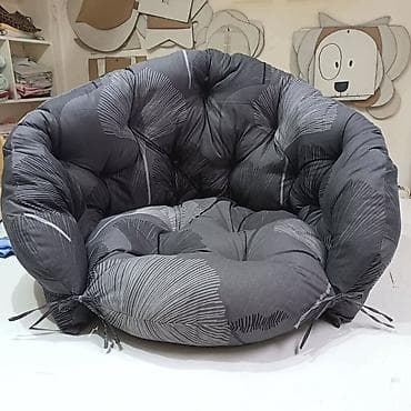 Velika okrugla fotelja sa jastucima – papasan stil - Udobna, duboka