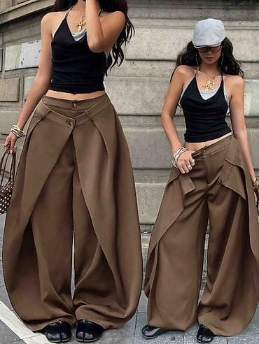 kp haljine: Ženske pantalone širokog kroja sa preklopom – statement model 2400din — 2