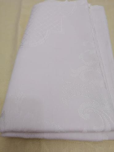 dekor dom stolnjaci: Beli damastni stolnjak - Materijal: damast (sjajna tkanina sa utkanim — 3