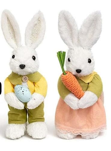 Daske za peglanje: Dekorativni zeka figure – par - Materijal: prirodna vlakna/rašćka — 8