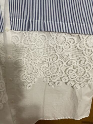 pamučne haljine tunike: Zara, M (EU 38), Pamuk, Prugasti, bоја - Svetloplava — 4