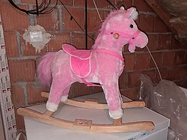 pinki goffredo: Plišani njihajući jednorog – drvena klackalica - Prelepi ružičasti — 1