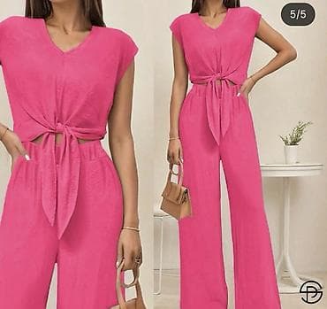 размер м: Komplet kosuljacrop top i pantalone širokih nogavica - Dvodijelni set — 3