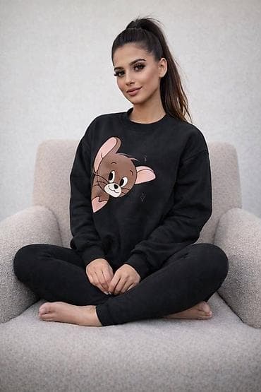 manual ženske torbe: Dvodelni ženski komplet trenerke sa printom crtanog miša na dukserici — 3