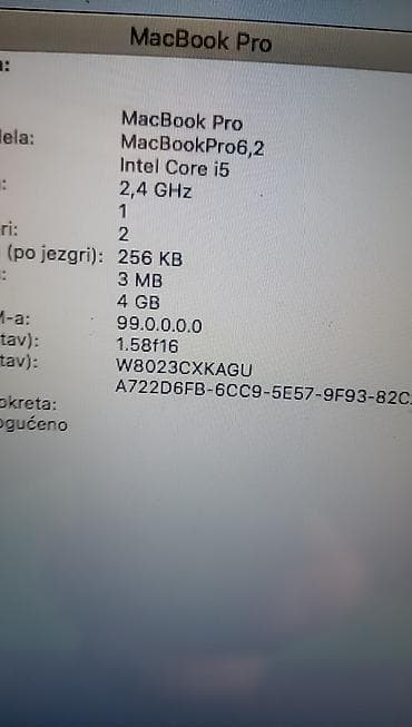 apple: Apple MacBook Pro 15" i5 (Mid 2010) – model A1286 - Ekran: 15 inča - — 5