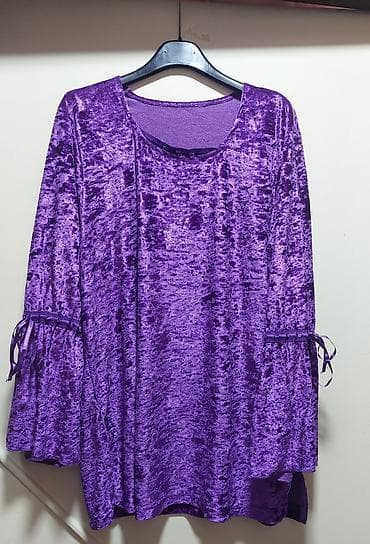 tunike zenske: Ljubičasta bluza - Materijal: mekani, sjajni somot (velvet) sa — 1