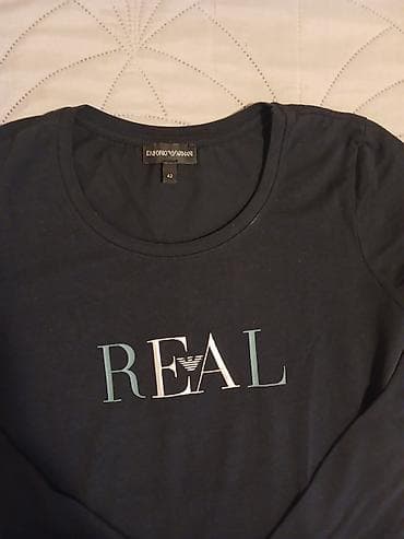 plave majice: Emporio Armani majica dugih rukava – ženska - Model: klasična majica — 3