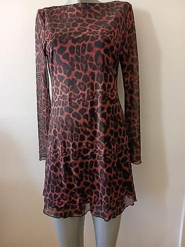 Ženska haljina sa animal printom (leopard motiv) - Kroj: A-linija