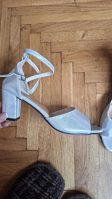 sandale za ispravljanje čukljeva: Srebrne sandale sa blok petom - Model: otvoreni prsti, široka prednja — 3