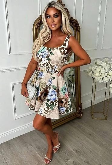 nike roze: Ženska kratka haljina A-kroja sa cvetnim printom - Silueta: struk — 8