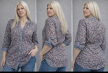 teksas košulja: Prelepa košulja cvetna sa ubačenim teksasom Savrsena Uvoz Francuska — 2