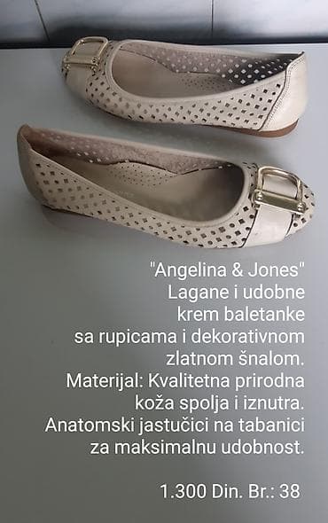 Angelina & Jones – lagane i udobne krem baletanke sa rupicama i